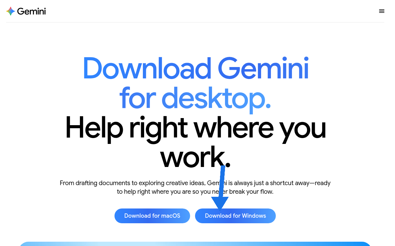 箭头指向 Download for Windows