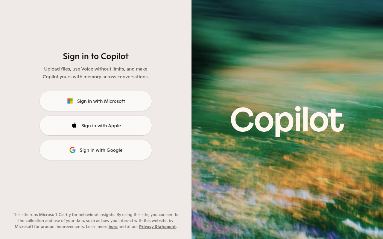 copilot.com 公开入口（需登录后进入完整对话）