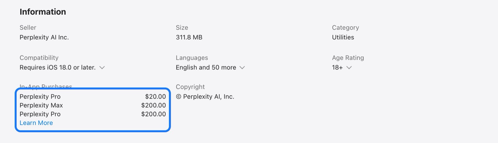 App Store Comet App 内购买列表
